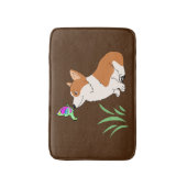 Corgi mit Schmetterling Badematte (Vorderseite Vertikal)
