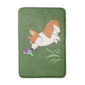 Corgi mit Schmetterling Badematte (Vorderseite Vertikal)