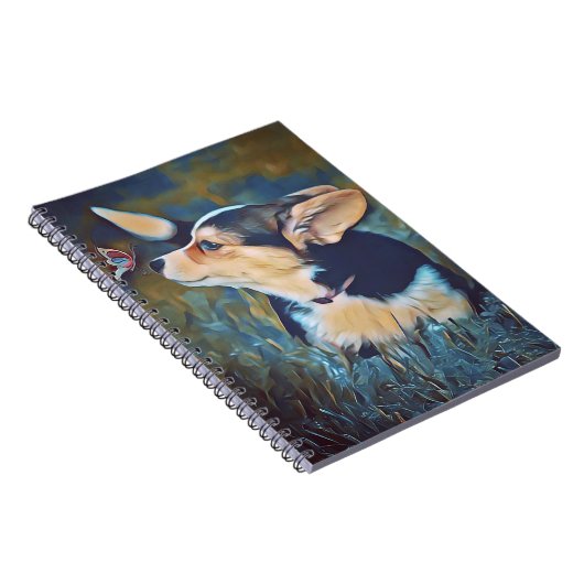 Corgi mit Schmetterling Notizblock (Rechte Seite)