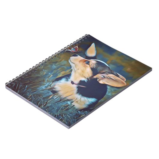 Corgi mit Schmetterling Notizblock (Linke Seite)