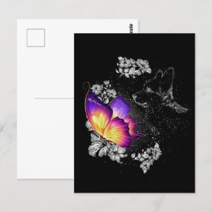 Corgi mit Schmetterlingshund im Himmel Memorial Da Postkarte