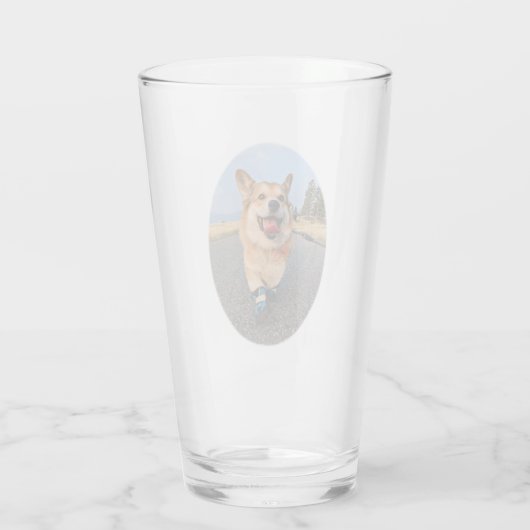 Corgi mit Schuhen Glas (Rückseite)