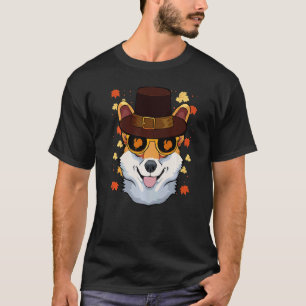 Corgi mit Sonnenbrille Thanksgiving-Tag Hund Pilge T-Shirt