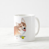 Corgi mit Tennisball Kaffeetasse (VorderseiteRechts)