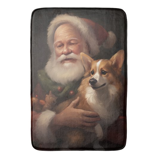 Corgi mit Weihnachtsfeiern Badematte (Vorderseite Vertikal)