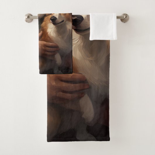 Corgi mit Weihnachtsfeiern Badhandtuch Set (Insitu)