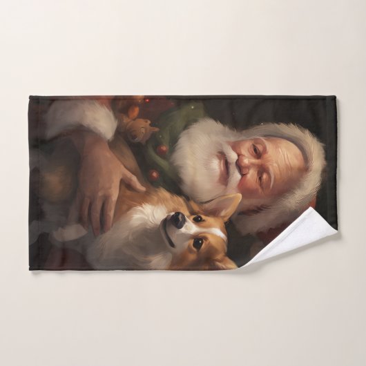 Corgi mit Weihnachtsfeiern Badhandtuch Set (Handtuch)