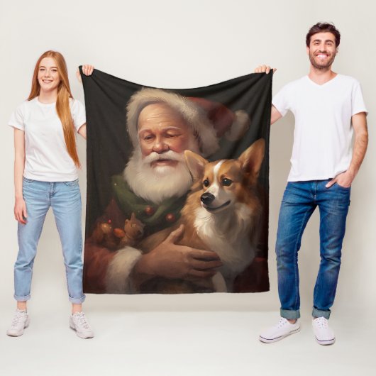 Corgi mit Weihnachtsfeiern Fleecedecke (Beispiel)
