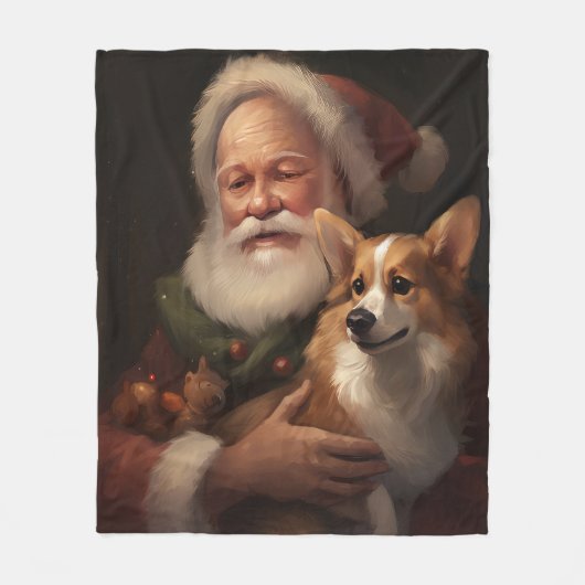 Corgi mit Weihnachtsfeiern Fleecedecke (Vorderseite)