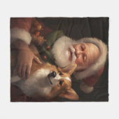 Corgi mit Weihnachtsfeiern Fleecedecke (Vorderseite (Horizontal))