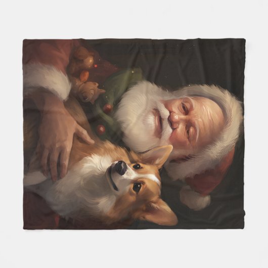 Corgi mit Weihnachtsfeiern Fleecedecke (Vorderseite (Horizontal))