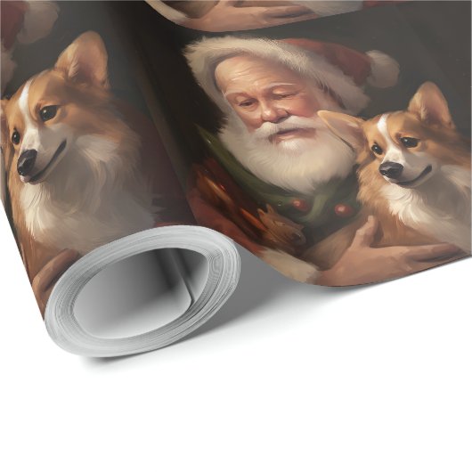 Corgi mit Weihnachtsfeiern Geschenkpapier (Rolleneckpunkt)
