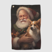 Corgi mit Weihnachtsfeiern Golfhandtuch (Vorderseite)