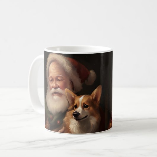 Corgi mit Weihnachtsfeiern Kaffeetasse (Vorderseite Links)