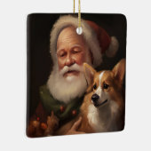 Corgi mit Weihnachtsfeiern Keramikornament (Rechts)
