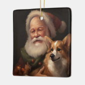 Corgi mit Weihnachtsfeiern Keramikornament (Links)