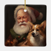 Corgi mit Weihnachtsfeiern Keramikornament (Rückseite)