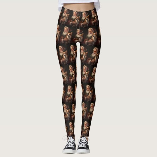 Corgi mit Weihnachtsfeiern Leggings (Vorderseite)