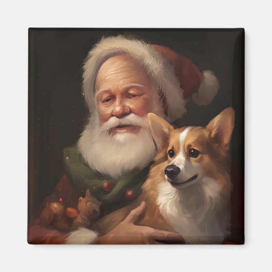 Corgi mit Weihnachtsfeiern Magnet (Vorne)