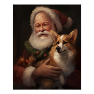 Corgi mit Weihnachtsfeiern Poster
