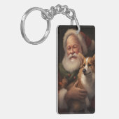 Corgi mit Weihnachtsfeiern Schlüsselanhänger (Vorderseite links)