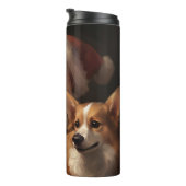 Corgi mit Weihnachtsfeiern Thermosbecher (Nach rechts gedreht)