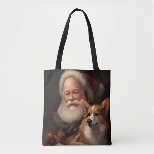 Corgi mit Weihnachtsmann Festives Weihnachten Tasche (Vorderseite)