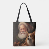 Corgi mit Weihnachtsmann Festives Weihnachten Tasche (Rückseite)