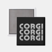 Corgi Modern White Text Magnet (Vorderseite/Rückseite)