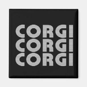 Corgi Modern White Text Magnet