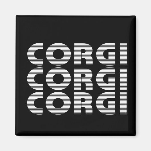Corgi Modern White Text Magnet (Vorne)
