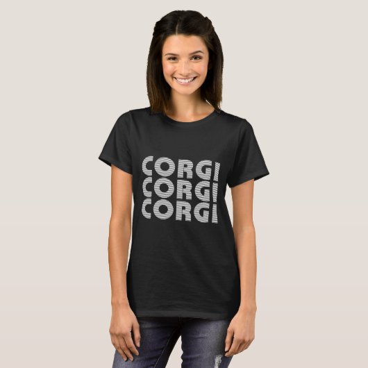 Corgi Modern White Text T-Shirt (Vorne ganz)