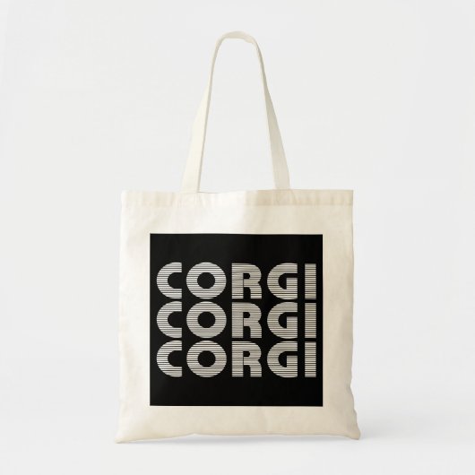 Corgi Modern White Text Tragetasche (Vorne)