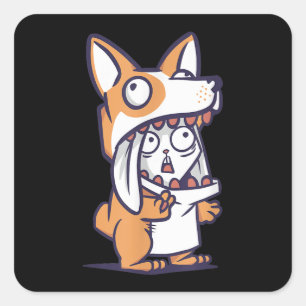 Corgi Mom And Corgi Dad Easter Bunny Kostüm Quadratischer Aufkleber