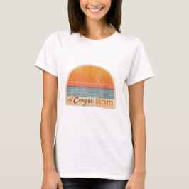 Corgi Mom Retro 70s Sunset Tee