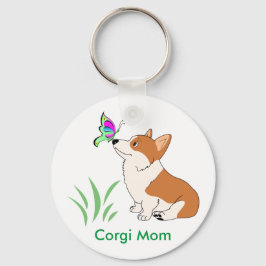 Corgi Mom with Butterfly Schlüsselanhänger