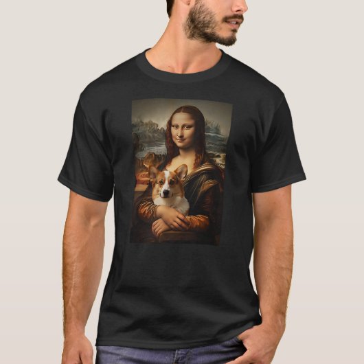 Corgi Mona Lisa Painting Art Dog Mom Dad T-Shirt (Vorderseite)