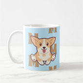 Corgi Monogramm Muster blaue Tasse (Links)