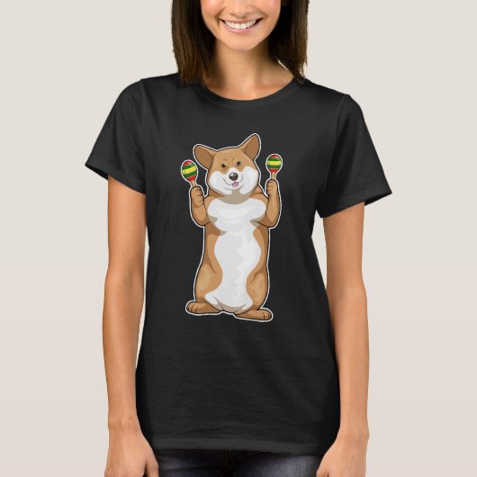 Corgi Musician Maracas Music T-Shirt (Vorderseite)