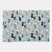 Corgi-Muster Blau Geschirrtuch (Horizontal)