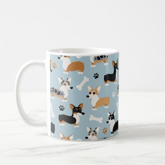 Corgi-Muster Blau Kaffeetasse (Links)