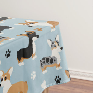 Corgi-Muster Blau Tischdecke