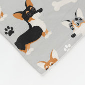 Corgi-Muster Grau Fleecedecke (Ecke)