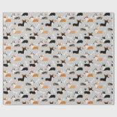 Corgi-Muster Grau Geschenkpapier (Flach)