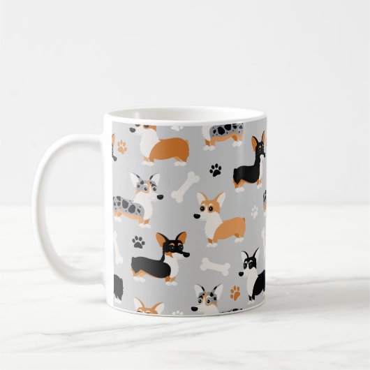 Corgi-Muster Grau Kaffeetasse (Links)