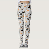 Corgi-Muster Grau Leggings (Vorderseite)