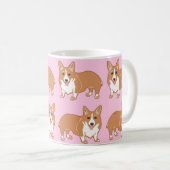 Corgi-Muster-hellrosa Tasse (VorderseiteRechts)