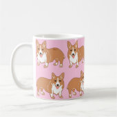 Corgi-Muster-hellrosa Tasse (Links)