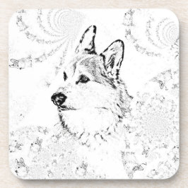 Corgi Muster Kunststoff-Untersetzer mit Kork Getränkeuntersetzer