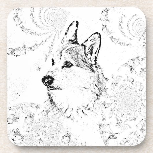 Corgi Muster Kunststoff-Untersetzer mit Kork Getränkeuntersetzer (Vorderseite)